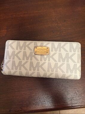 Michael Kors Jet Set Continental Wallet White/Gold Large